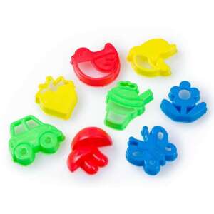 8 színes műanyag forma kinetikus homokhoz, formák: autó, madár, virág, gomba, stb. - Homokozó játék