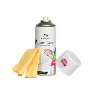 Tracer Foam Cleaner 400ml with microfiber cloth, cleaning spray for computer keyboard, mouse, monitor, and other electronics - Computer Cleaning Supply