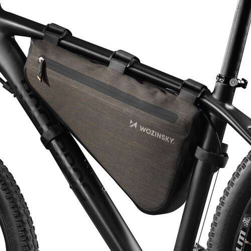 Geantă impermeabilă Wozinsky pentru bicicletă/camper montată pe cadru, suport pentru telefon 8L (WBB15BK), negru