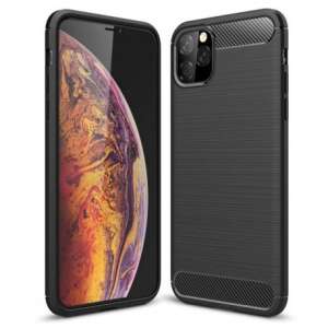 Black Carbon Pro case for iPhone 11, showing front and back of the case - Apple Phone Case