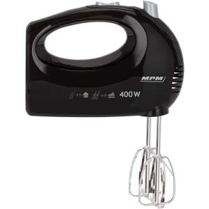 MPM MMR-24 400W kézi mixer, fekete, habverővel és dagasztóhorgokkal - Kézi aprító, Kézi mixer, Gyümölcscentrifuga és préselő és Elektromos tésztagép