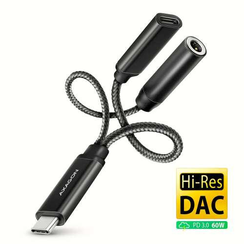 Adapter USB Axagon ADA-HCPD USB-C - USB-C + Jack 3.5mm Czarny  (ADA-HCPD) 109981008
