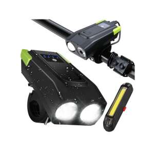Lumină puternică pentru bicicletă față LED, spate, cu contor și baterie 2în1 109982209 - Lumini biciclete
