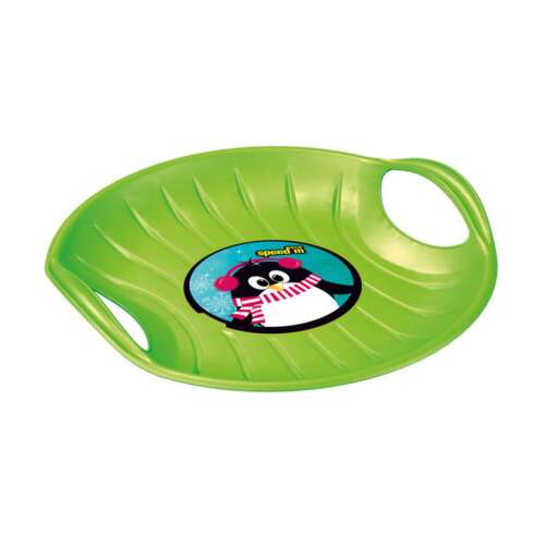 Zöld Moni Speed M szánkó pingvin mintával, 60x60cm