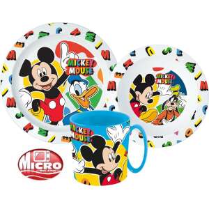 Disney Mickey étkészlet, micro műanyag szett 39474526 Gyerek tányér, evőeszköz, étkészlet