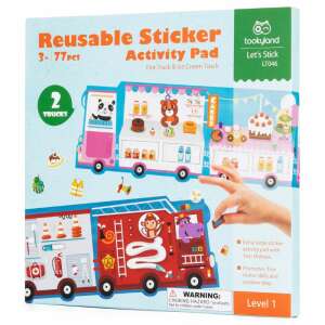Tookyland Caiet de activități cu autocolante reutilizabile - Camion de pompieri și camion de înghețată - Jocuri si jucarii creative