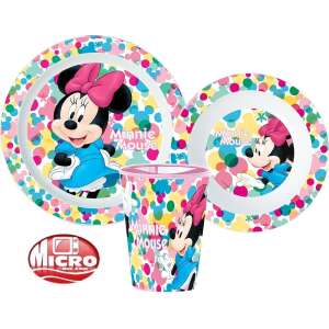 Disney Minnie étkészlet, micro műanyag szett, pohárral 260 ml 39474883 Gyerek tányérok, evőeszközök, étkészletek