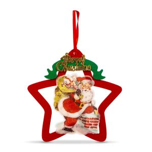 Karácsonyi LED Csillag Dísz - Mikulás - 19cm, közeli kép a karácsonyi csillag díszről Mikulással - Bewello