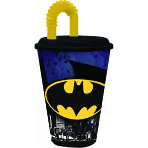 Batman Bat Signal Trinkbecher mit Strohhalm und Deckel, 430 ml - Strohhalmbecher
