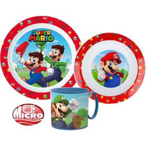 Super Mario étkészlet, micro műanyag szett 39475661 Gyerek tányér, evőeszköz, étkészlet