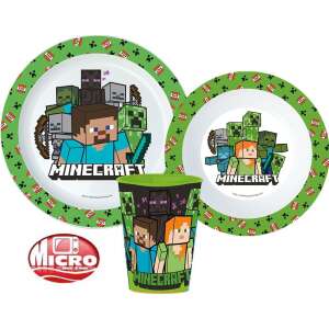 Minecraft étkészlet, micro műanyag szett, pohárral 260 ml 39476315 Gyerek tányérok, evőeszközök, étkészletek