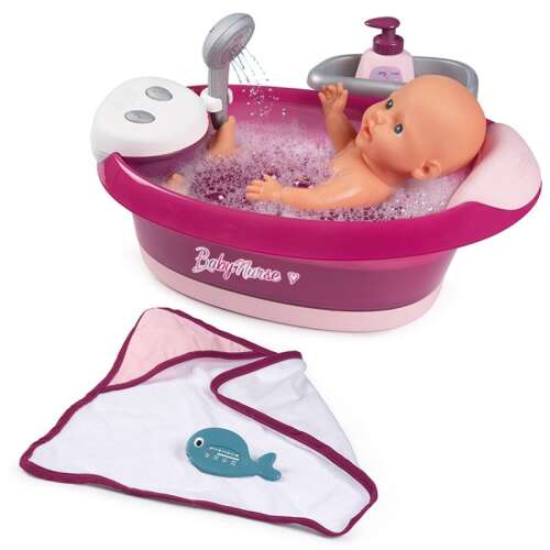 Smoby Baby Nurse Baby Nurse păpușă cadă de baie cu duș și masaj #purple-pink 39528068