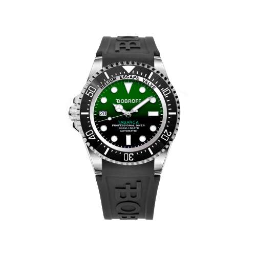 Bobroff BF0002I-BFSTN 44mm férfi óra zöld számlappal és fekete gumi szíjjal - Bobroff