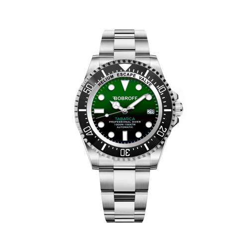 Bobroff BF002 44mm férfi karóra, rozsdamentes acél szíj, zöld számlap - Bobroff