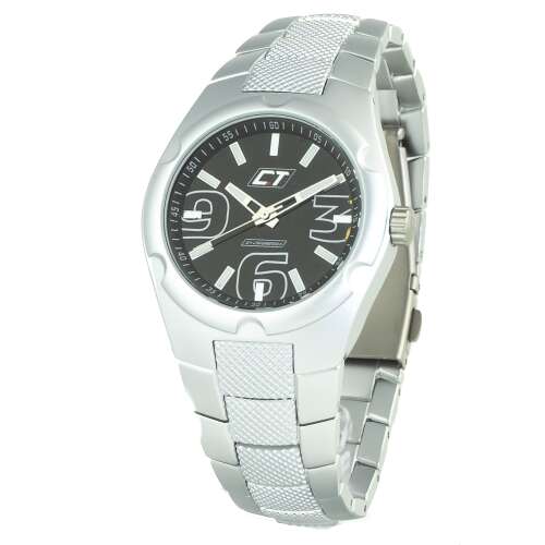 Chronotech CC7039M-02M Férfi Karóra, 38 mm-es ezüst rozsdamentes acél szíj, fekete számlap - Chronotech