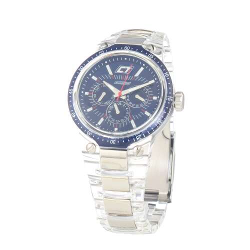 Chronotech CC7045M-01 Férfi karóra, 42 mm, kék számlap, rozsdamentes acél és átlátszó szíj - Chronotech