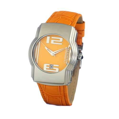ChronoTech CT7279B-07 női karóra, 33 mm, narancssárga számlap, ezüst tok, narancssárga bőrszíj - Chronotech