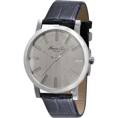 Kenneth Cole IKC1931 Férfi Karóra, 44 mm, Ezüst Számlalap, Fekete Bőr Szíj - Férfi óra
