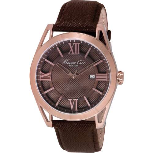 Kenneth Cole IKC8073 Férfi Karóra, 44 mm barna bőrszíj, rózsaarany színű tok - Kenneth Cole