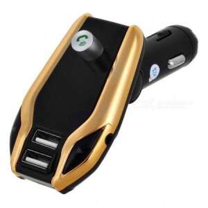 X8 Plus Bluetooth FM transmitter with dual USB charger and AUX input, gold color - Car electronic