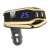 X8 Plus Bluetooth FM transmitter with dual USB charger and AUX input, gold color, close-up of display