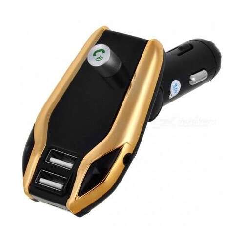 Transmițător FM Bluetooth X8 Plus cu încărcător USB dublu și intrare AUX, culoare aurie
