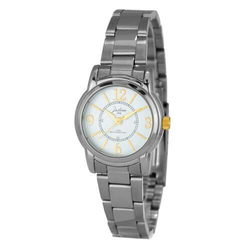 Justina JPW51 26MM Női Karóra, Ezüst Fém Szíj, Fehér Számlalap, Elegáns és Stílusos Karóra - Justina