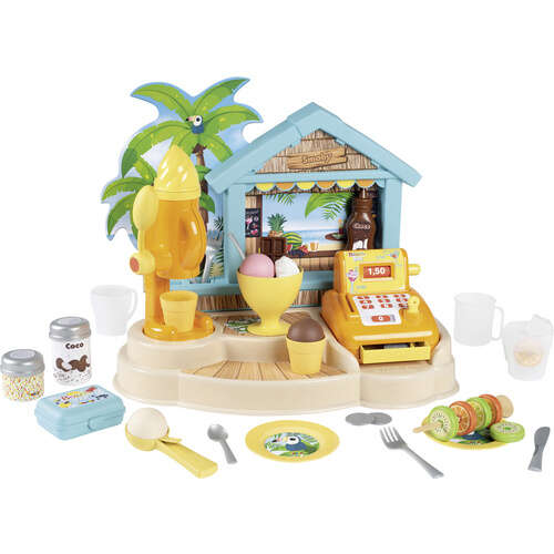 E-shop Smoby Beach Bar Hracia súprava s pokladňou 38 ks - béžová-žltá