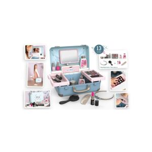 Smoby My Beauty Walizka kosmetyczna z 13 akcesoriami, widok otwarty z otaczającymi zdjęciami detali - Smoby