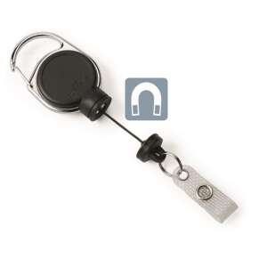 DURABLE Extra Strong retractable badge reel with magnetic closure, black - Dressing Accessory