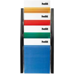 HELIT A4 4-Fach-Kataloghalter für die Wandmontage, schwarz 58173116 Broschürenhalter