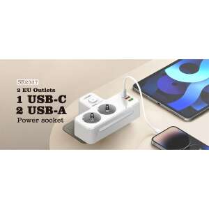 Univerzálna zásuvka LONIO SE2337 s 2 EU zásuvkami, 1 USB-C a 2 USB-A portami - Počítače a doplnky