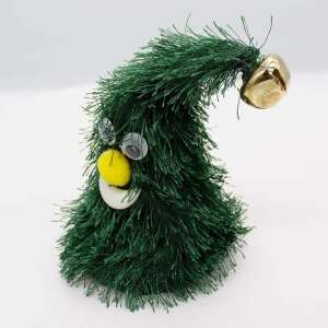 Brad de Crăciun mini cântător și dansator, 15 cm, plus verde cu ochi bulbucați, nas galben, gură albă și clopoțel - Nonbrand Jocuri interactive pentru copii