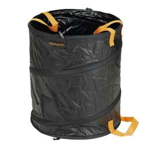 Fiskars SOLID 56L Gartenabfallsack, schwarz mit orangefarbenen Griffen, ausgeklappt - Fiskars