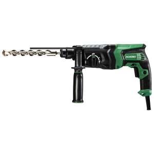 Hikoki DH26PC2 SDS-Plus Rotary Hammer Drill, green and black, with drill bit attached - HiKOKI