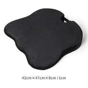 Perna ortopedica pentru sezut din spuma cu memorie 4D, QFC-047B Arvada ErgoSupport, forma U, dimensiuni 42x47x8x1cm, husa catifea si design ergonomic, black diamond