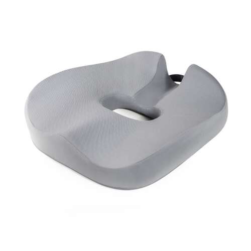 Ortopedický sedák z 4D pamäťovej peny, QFC-077 Arvada ErgoSupport, tvar U, rozmery 45x43x13x6cm, snímateľný poťah a vylepšený ergonomický dizajn, sivý plátenný poťah 110114849