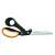 Fiskars Amplify heavy duty scissors, 24 cm, black and orange handles, for cutting thick materials