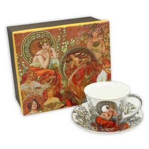Mucha porcelán csésze és csészealj szett - 250ml - Topáz - ajándékdobozban - Mucha
