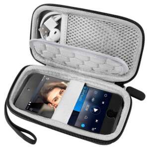 Husa cu fermoar pentru MP3 si MP4 Player rezistenta la apa si socuri, Carcasa depozitare portabila pentru playere muzicale, din material dur, cu spatiu pentru casti si cablu alimentare, Negru 110116042 - Huse Telefoane, HDD și GPS