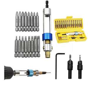 Trusa adaptor basculabil cu schimbare rapida, biti si burghie pentru filetanta sau masina de gaurit 110116055 - Nonbrand Routere Wi-Fi, adaptoare