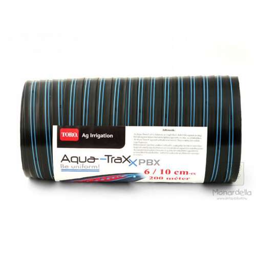 Aquatraxx 6 mil, 200 méteres csepegtető szalag, fekete kék csíkokkal, feltekerve, Toro Ag Irrigation