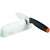 Fiskars Roll-Sharp knife sharpener, white with orange accents, with a knife