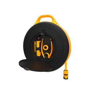 Fiskars hose reel with 15m hose and accessories, black and yellow - Fiskars