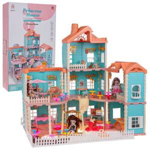 Interaktywny domek dla lalek Princess House z meblami i lalkami - Domek dla lalek