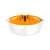 Fiskars Functional Form Citrus Juicer, orange and white, angled view