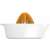 Fiskars Functional Form Citrus Juicer, orange and white, side view
