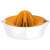 Fiskars Functional Form Citrus Juicer, orange and white, angled view