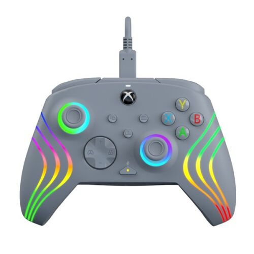 Controller PDP Afterglow Wave Xbox - Gamepad gri cu fir și iluminare RGB