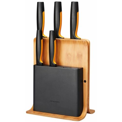 Fiskars Functional Form 5-Piece Knife Set with Bamboo Block